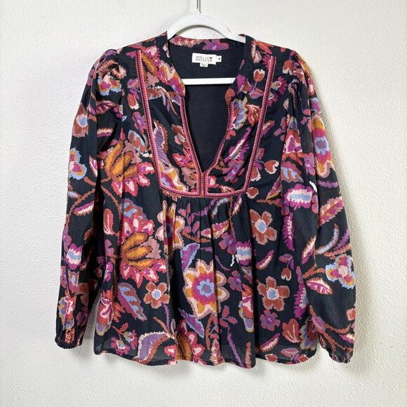 Molly Bracken Tops - Molly Bracken Floral Blouse Size M V Neck Embroidery Long Sleeve Top Boho